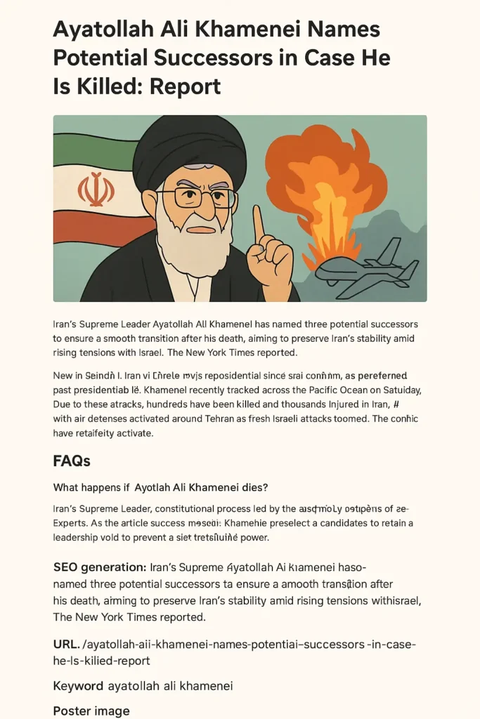 Ayatollah Ali Khamenei Names Potential Successors Amid Iran-Israel Tensions